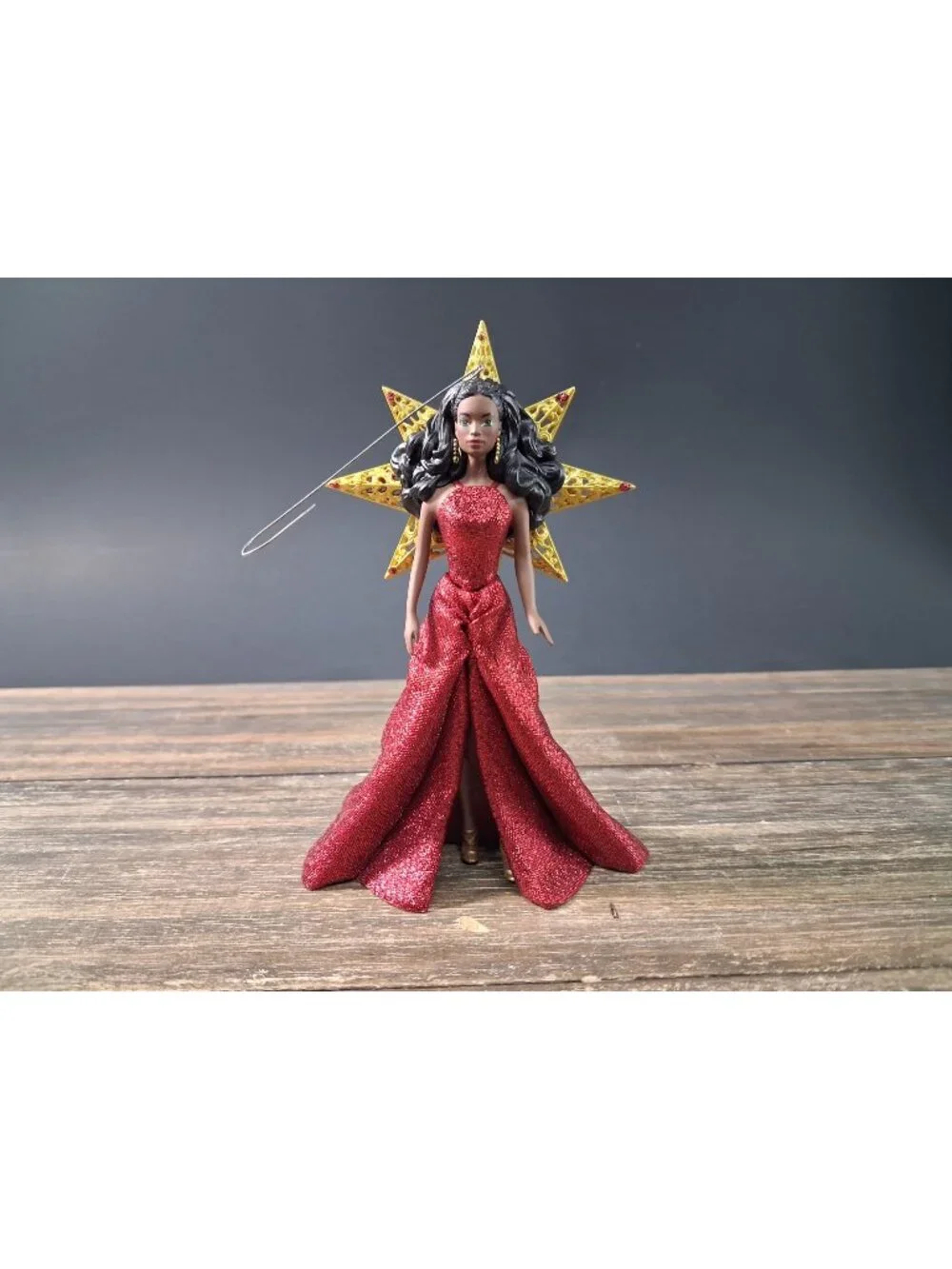 Holiday Barbie Ornament Hallmark Christmas 3rd Series Red Gown Dark Tone 2017